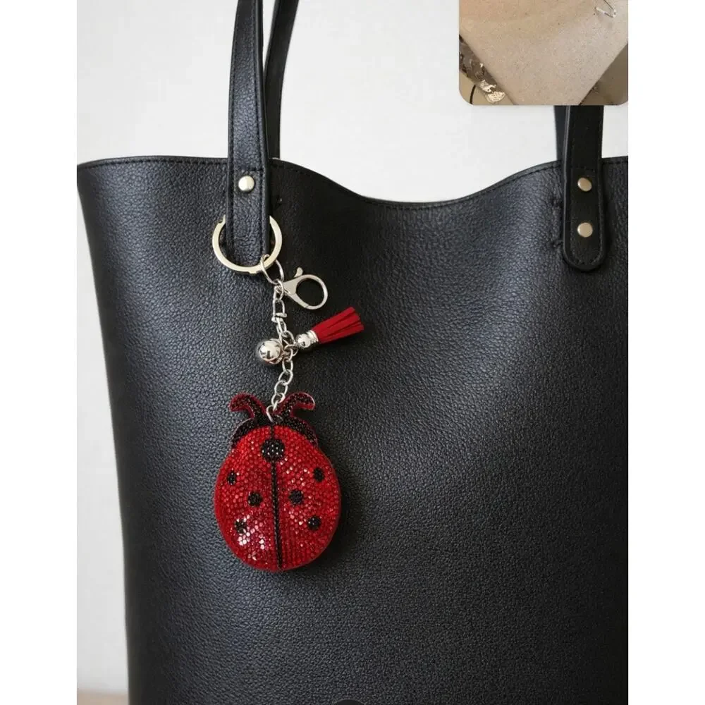 🌴 Pick 3 For $15 Red Rhinestone Large Ladybug Bag Charm Key Chain New